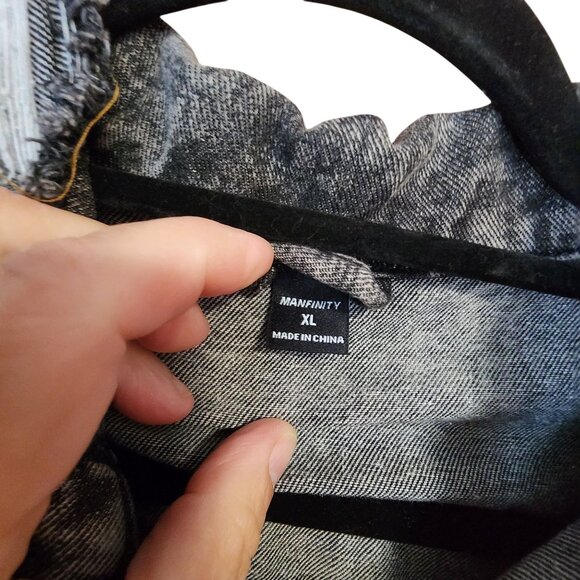 Manfinity  Distressed Denim Jean Jacket Mens Size XL - Picture 4 of 4